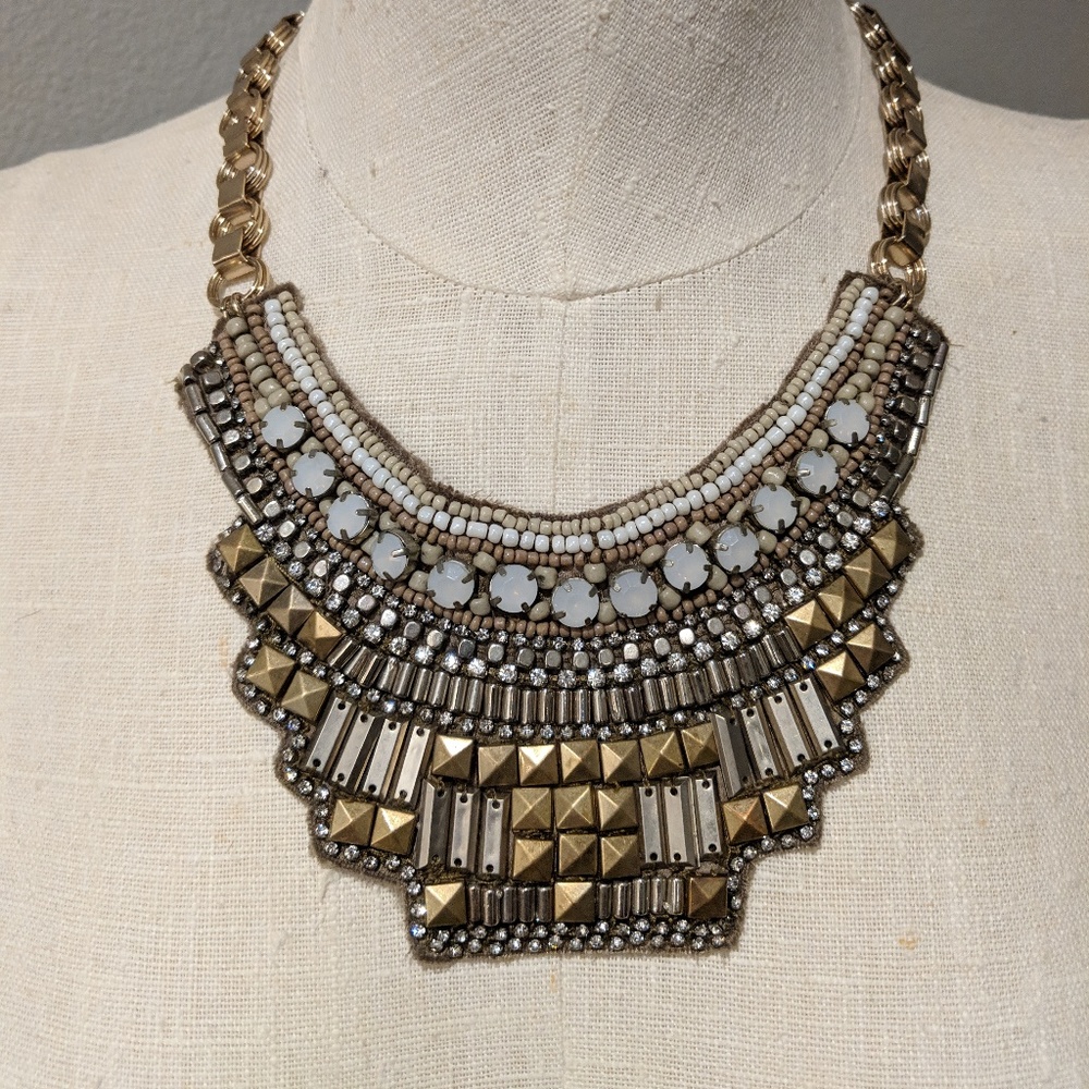 Chico's Beaded Statement Bib Necklace